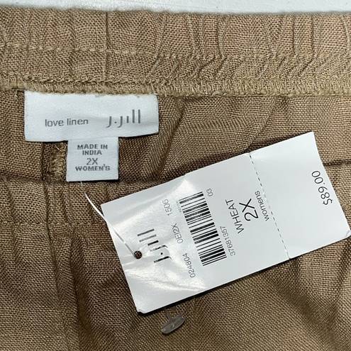 J.Jill  Love Linen Women’s NWT Size 2X Wheat Tan 100% Linen Pull-On Pants