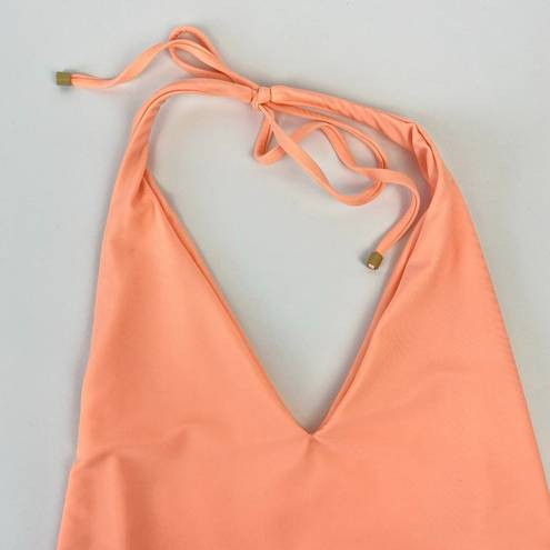 Vitamin A  Swimsuit One Piece Bianca Bodysuit Orange Halter V-Neck Open Back XS