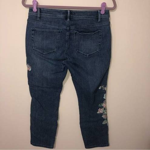 J.Jill  Jeans Size 4 Denim Authentic Fit Floral Embroidered Cropped Boho Vibes