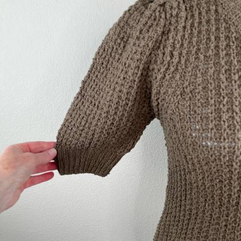 Michael Stars  Astrid Dolma Pullover Open Knit Short Sleeve Sweater Brown Small