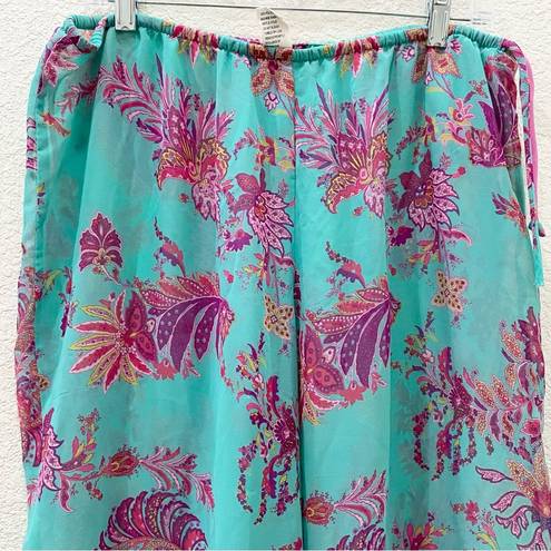 Natori JOSIE  B92612 Pink/Blue Floral Paisley Sheer Cami 2-pc Pajama Set Size L