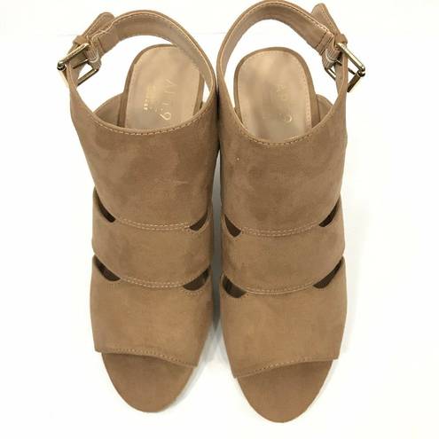 Apt. 9  SZ 10 Medium Wedges Shoes Open-Toe Desert Tan Buckle Closure Womens New