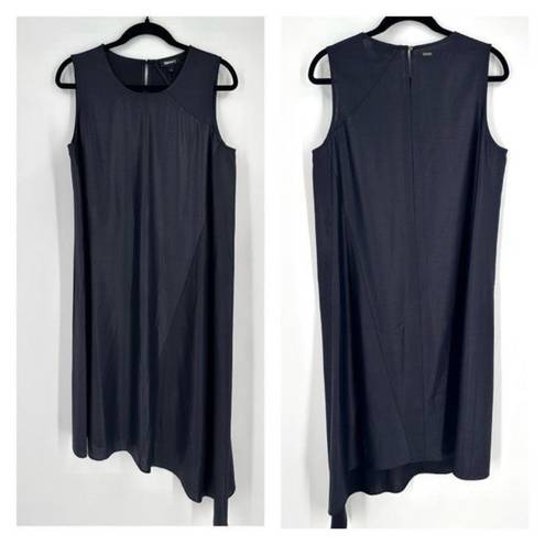 DKNY NWT  Women Sleeveless Crew Neck Handkerchief Hem Shift MIDI Dress Blue Small