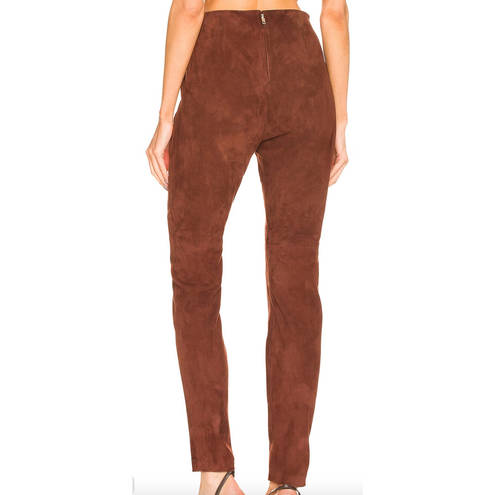 L'Academie  Brown Suede Leather Pants Size SMALL Tapered Designer Revolve NEW