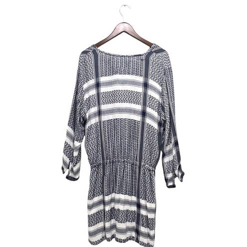 Rails  Adelinel Dress Sapphire Jacquard Navy White Tassle Long Sleeve Size M