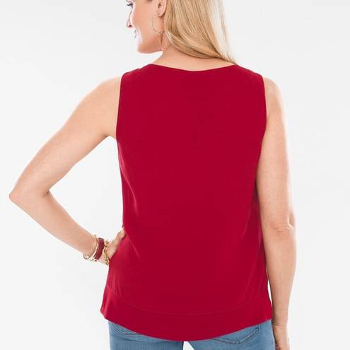 Chico's Red - Double-Layer Embellished Tank Sz 3