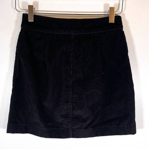 Wilfred Free  Mini Skirt Women's Black Karmen Corduroy Button Front Aritzia Sz 0