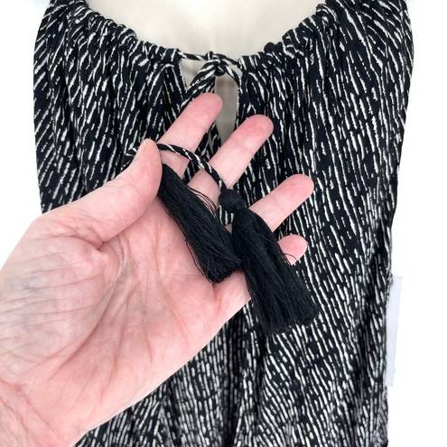 O'Neill O’Neill NWT Women's Jalen Baby Doll Top Sleeveless Size M Drawstring Black White