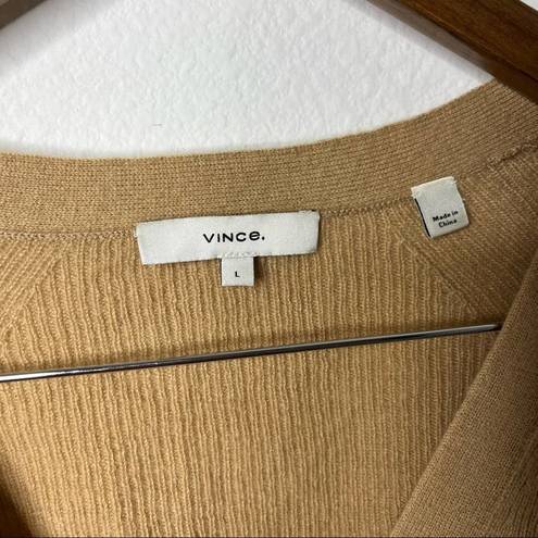 Vince  Cashmere Raglan Sleeve Tan Cardigan Sweater Button Front Womens Size L