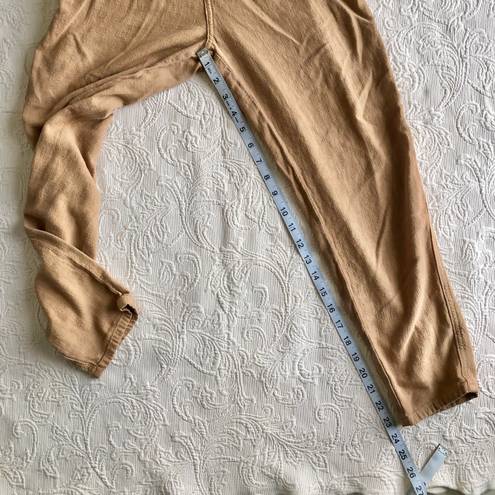 We The Free Faded Love Sandstorm Tan Linen Blend High-Rise Ankle Pants