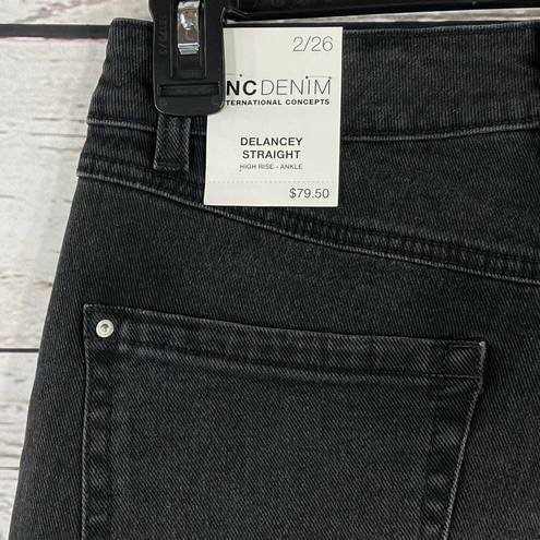 INC  SZ 2/26 Ankle Jeans Delancey Straight Leg High-Rise Distressed Galaxy Wash