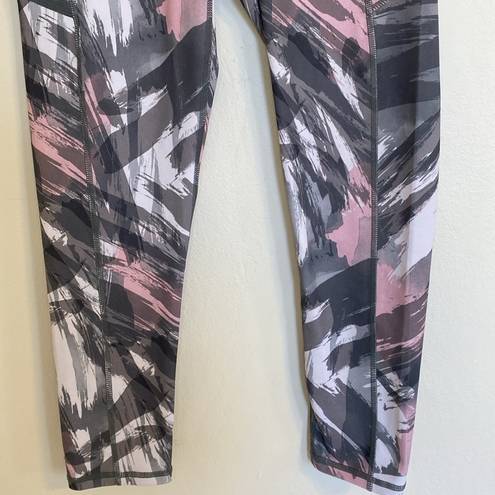 Gaiam  Gray & Pink Patterned Cropped Capri Athletic Leggings Size Small