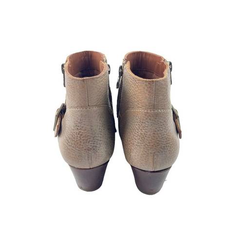 Kork-Ease * Isa Taupe Leather Booties Womens Size 6.5 Moto Buckle Zip Strap Boots