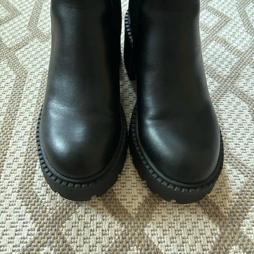 Madden Girl Black Chunky Lug Sole Black Heeled Ankle Trash Boots Size 7