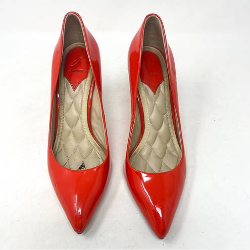 Brian Atwood  Malika Orange Red Genuine Patent Leather Pointed Toe Pump Heel Sz 6