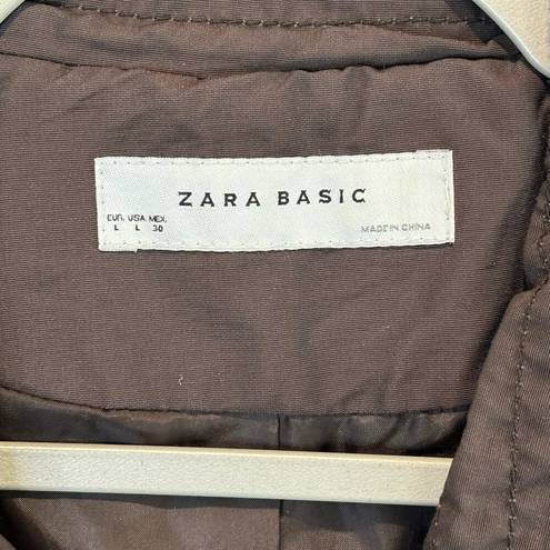 ZARA  Basic Double Breasted Brown Trench Coat - size Large