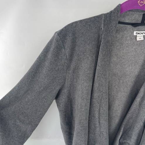 DKNY  Women's Open Front Cardigan Sweater Pocket Long Sleeve Stretch Gray Medium