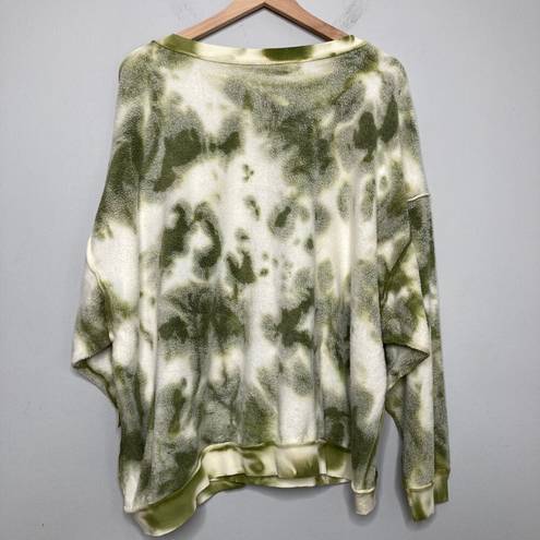 Free People Intimately  Set Womens Large Green Tie Dye Kelly Sweatshirt Shorts