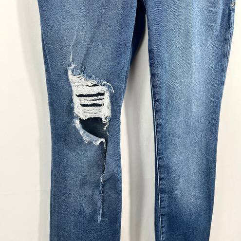 Good American Mid Rise Ankle Crop Distressed Raw Hem Skinny Jeans S 2/26 Stretch