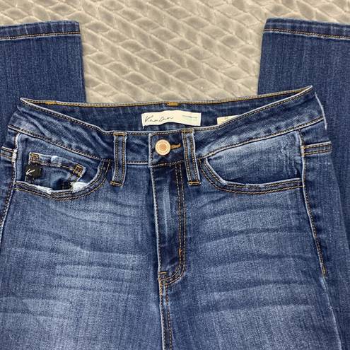 KanCan USA KanCan High Rise Destructed Cropped Dark Wash Jean Size 26