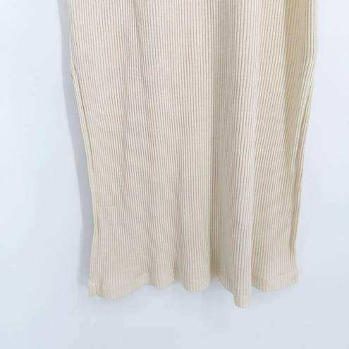 The Row Rita Scoop Neck Ribbed Knit Sleeveless Sweater Tank Dress Cream Midi S