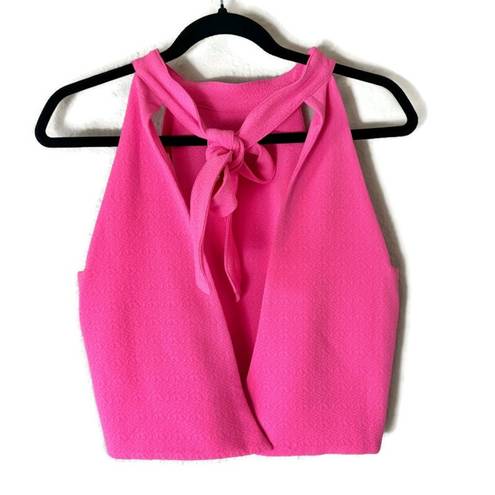 J.O.A. Revolve Cropped Hot Pink Open Back Halter Top Size Medium