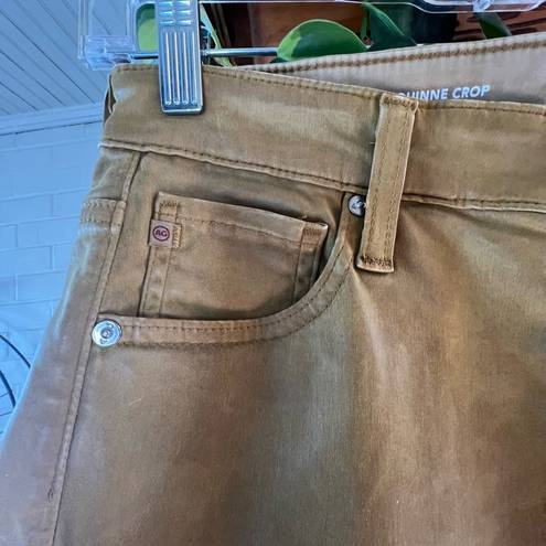 AG Adriano Goldschmied AG the quinne coated high waisted crop flare jean mustard gold size 31