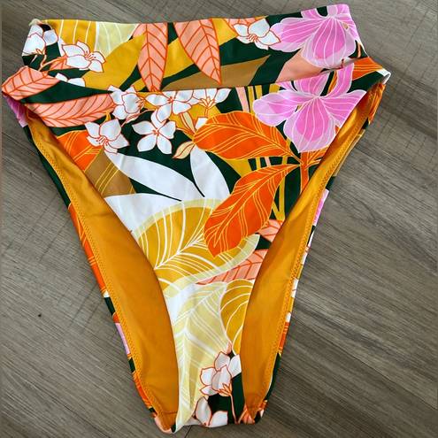 Aerie  Super High Cut Cheekiest Bikini Bottom Tropical Vibrant Colors