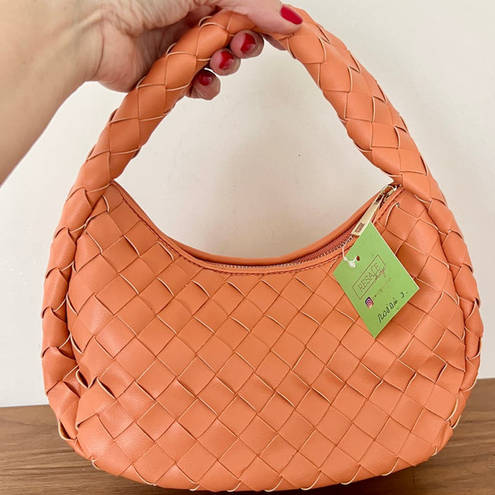 Anthropologie NWOT By  Leather Woven Top handle Bag Orange Women's