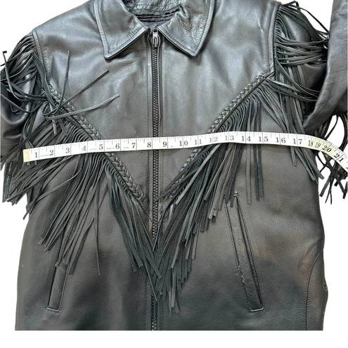 Antelope  Creek Leather Motorcycle Fringed Riding Black Jacket Size Medium