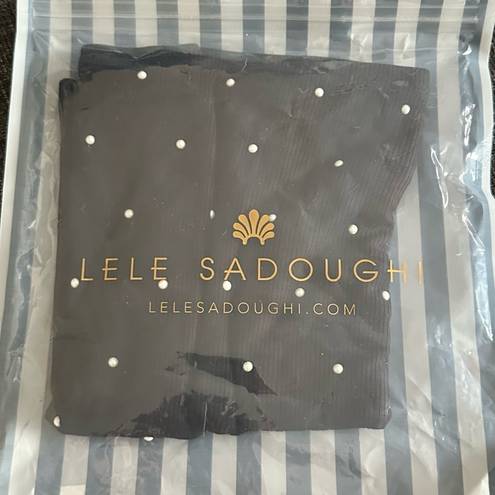 Lele Sadoughi  Jet Black Pearl Embellished Gaiter Face Mask NEW