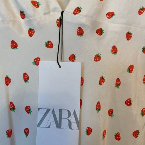 ZARA Strawberry Sleeveless Mini Dress Fit & Flare Lined Shift Cami small