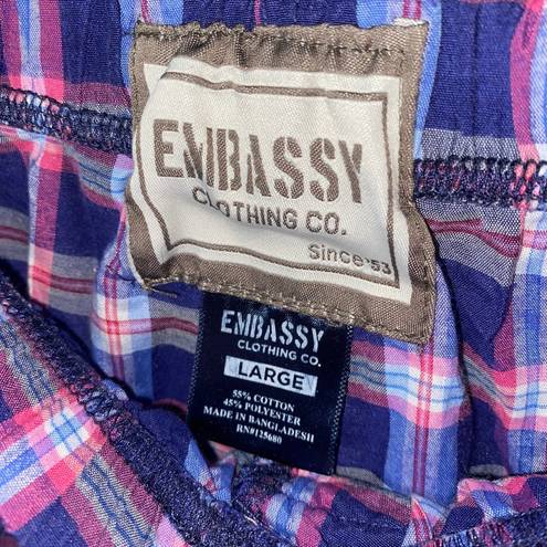 Krass&co Embassy Clothing  Pink Blue Plaid Sleepwear Pajama Pants Women's Size Large