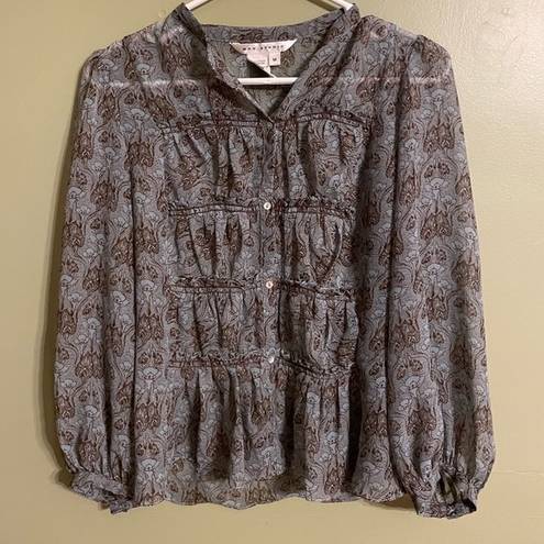 Max Studio 𝅺 Sheer Button Down Blouse Size Medium