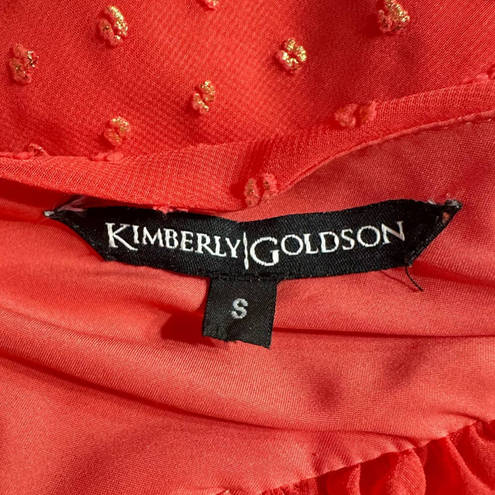 Kimberly  Goldson Lesli Clip Dot Long Sleeve Maxi Dress Women's Small Coral NWT