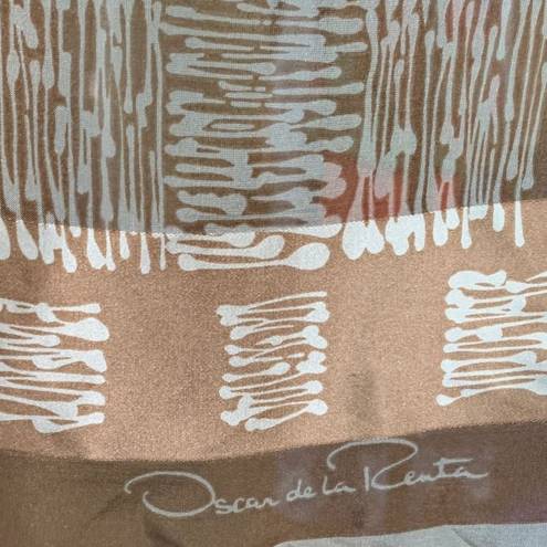 Oscar de la Renta Vintage  Scarf Sheer Silk Tonal Brown Abstract Art To Wear