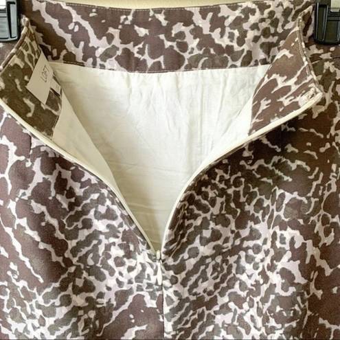 The Loft NWOT Brown Reptile Snakeskin Print Silk Blend Pencil Skirt Pockets Size 6