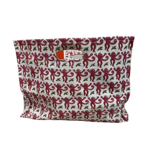 Roller Rabbit  Women's Cotton Nesting Box Bag Red Monkey Print Size Large