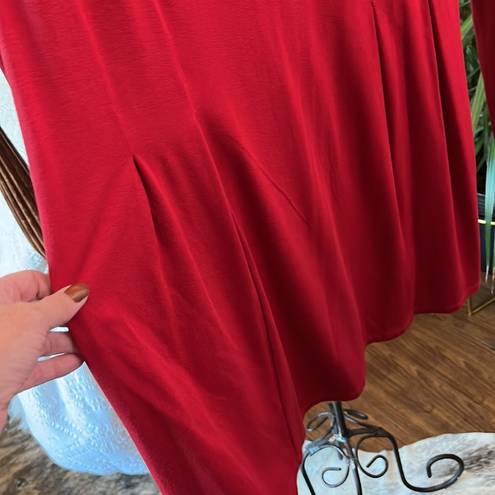 Wearever Red Pleated Long Sleeve Knee Length Dress  J Jill Size Medium Tall