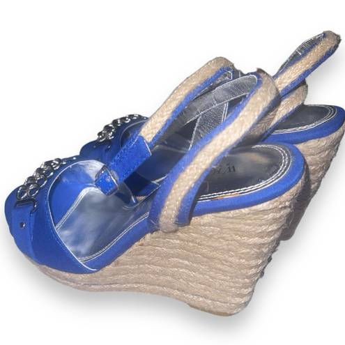 White House | Black Market  Cobalt Blue Jermaine Style Sandals Wedges 4” Size 7M