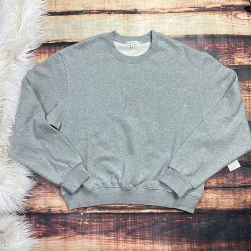 Good American  Leo Jeweled Sweatshirt Grey