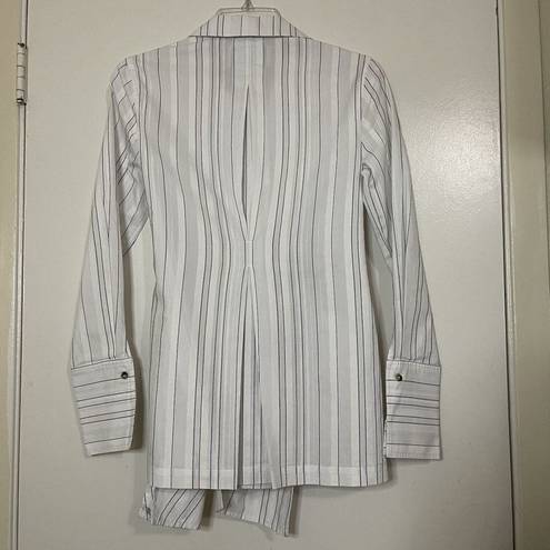 Brochu Walker  Striped White button down crewe wrap top size xs