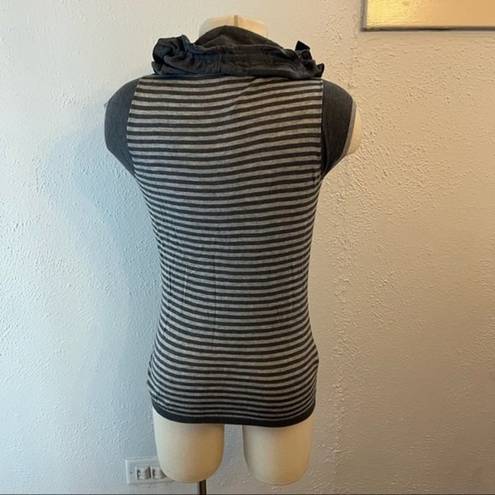 BCBGMAXAZRIA  Silk & Cashmere Grey Stripe Draped Cowl Neck Top Blouse XS