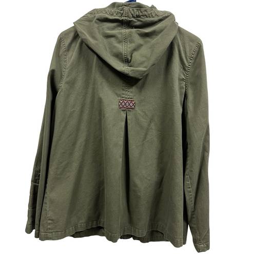 Roxy  Olive Green Embroidered Zip Up Hooded Jacket Surf Company Women’s Large