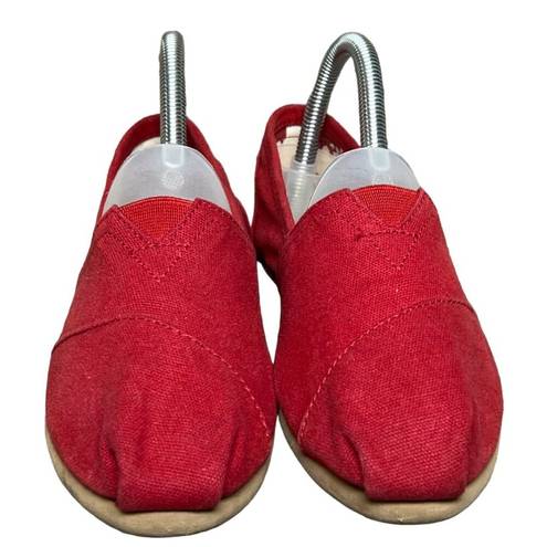 Toms  Canvas Shoes Womens 7 Red Classic Slip On Flats Comfort Casual Loafer