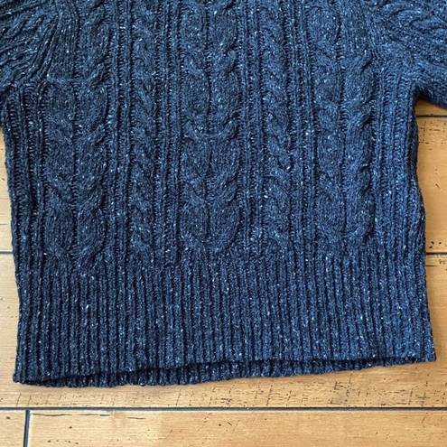 DKNY 🧥 Heathered Black/Gray Cropped Turtleneck 100% wool - EUC! Petite M