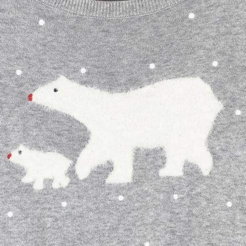 Talbots  Medium Petite Sweater Pullover Gray Polar Bear Snow Long Sleeve 1101