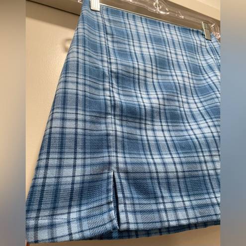 Brandy Melville NWT  John Galt California PacSun Light Blue Plaid Cara Mini Skirt