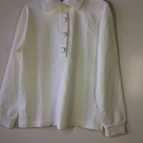 Rebecca Taylor  French Terry pull over long sleeve sweartshirt white