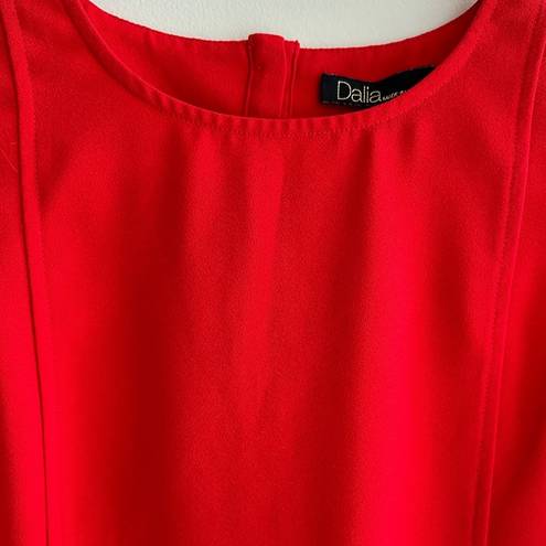 Dalia Collection Dalia Square Tank Top with Rounded Hem, Business Casual Blouse, Red, Size XS